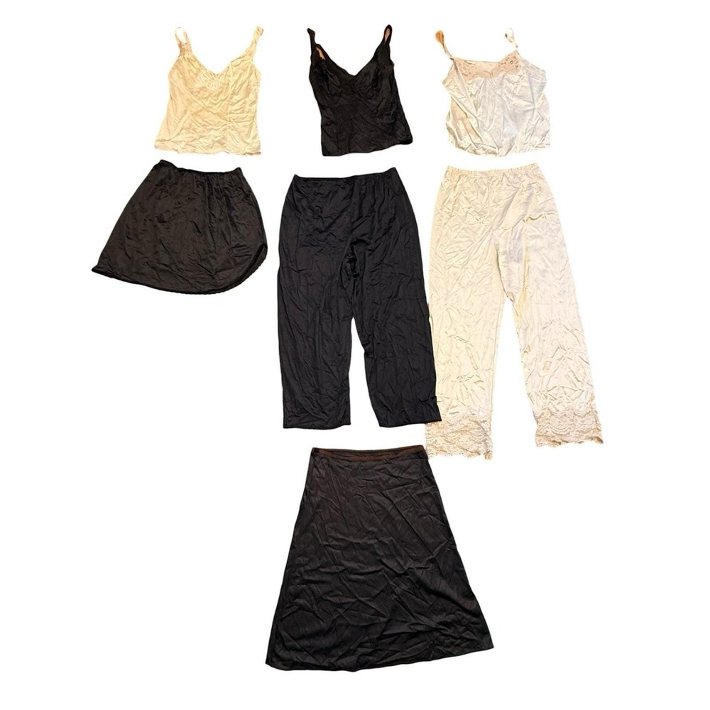 Vintage Vassarette Underneath It All Slip Lot Cami Pettipants Skirt Nylon 7 Pc